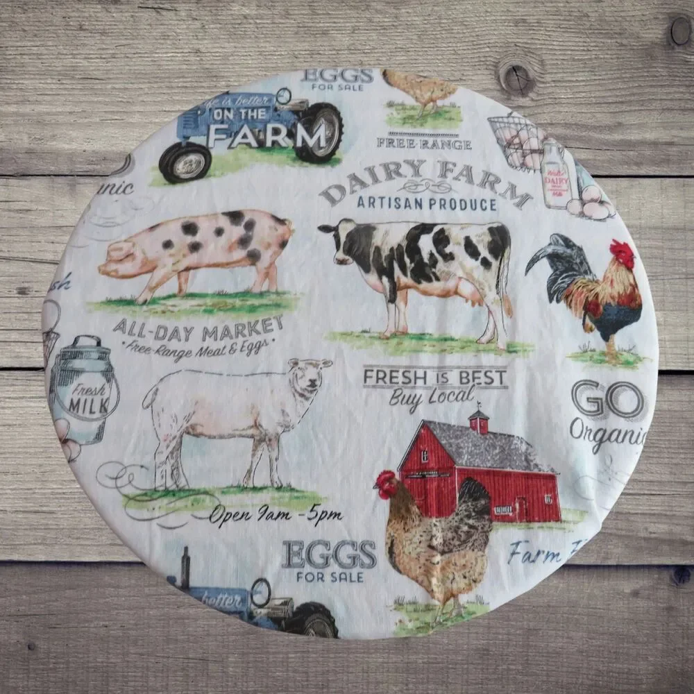 Kitchenaid Bowl Cover, Reversible Farm and Blue Gingham